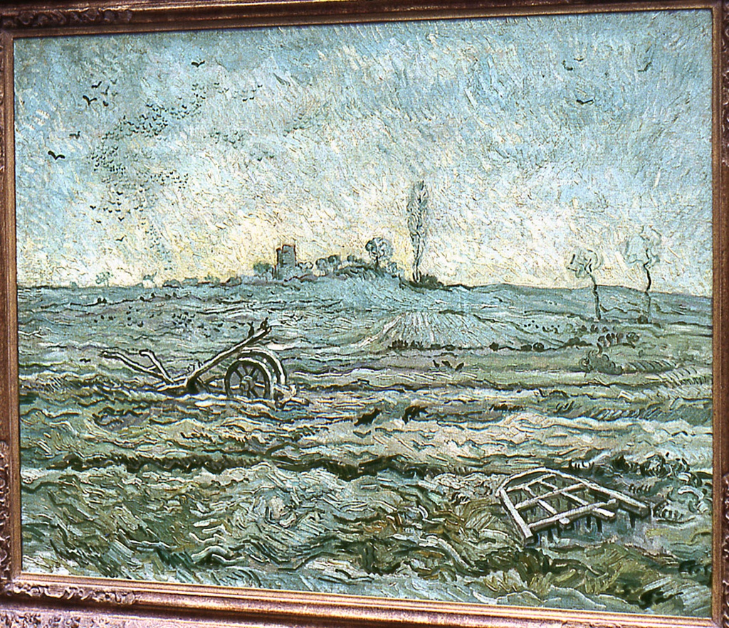 Snow-Covered Field with a Harrow